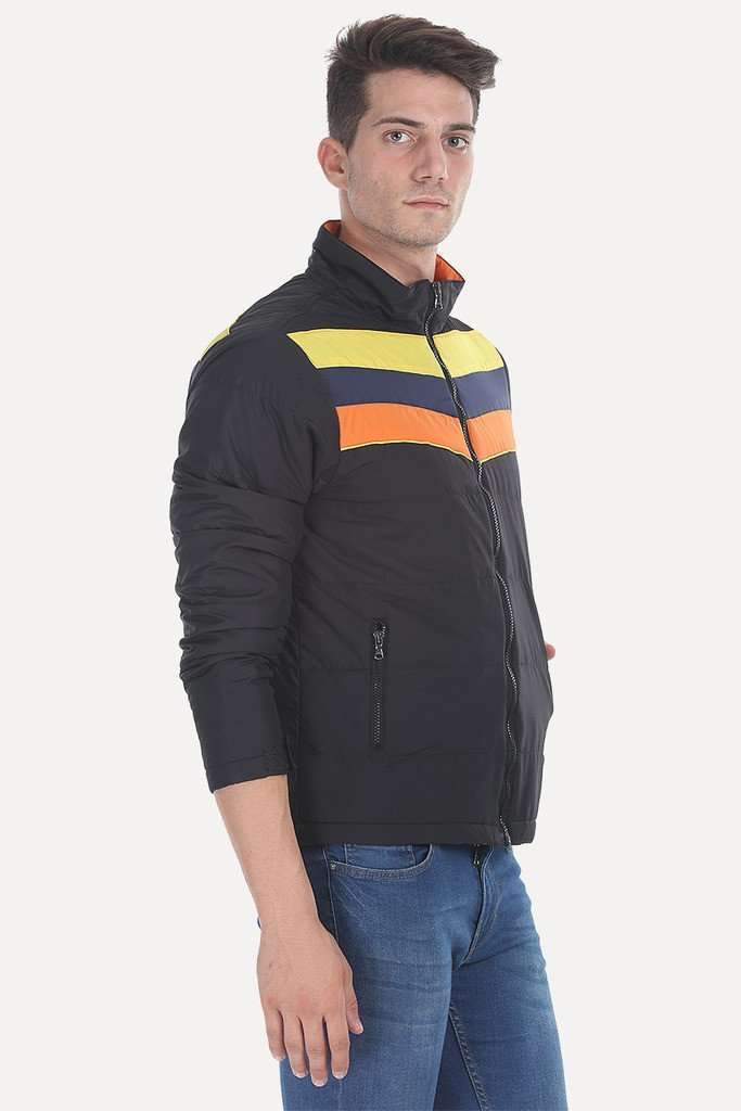 Striped Poly Padded Cire Jacket