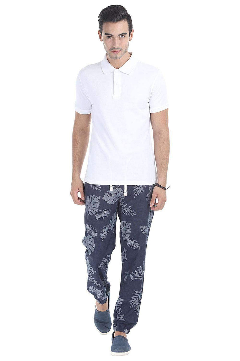 Enzyme Washed Cuff Jogger Printed Pant