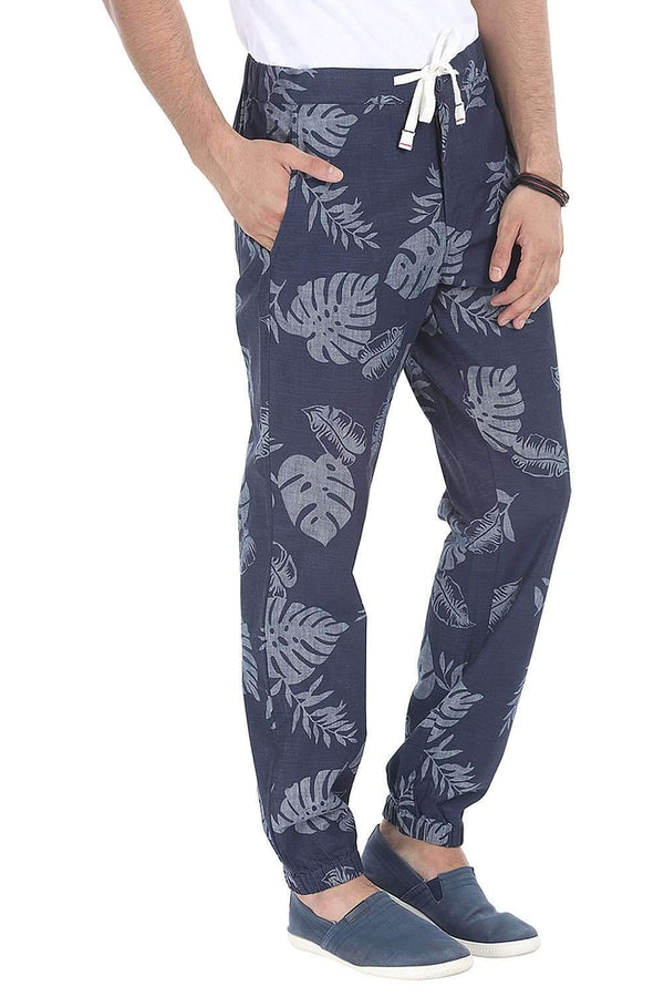 Enzyme Washed Cuff Jogger Printed Pant