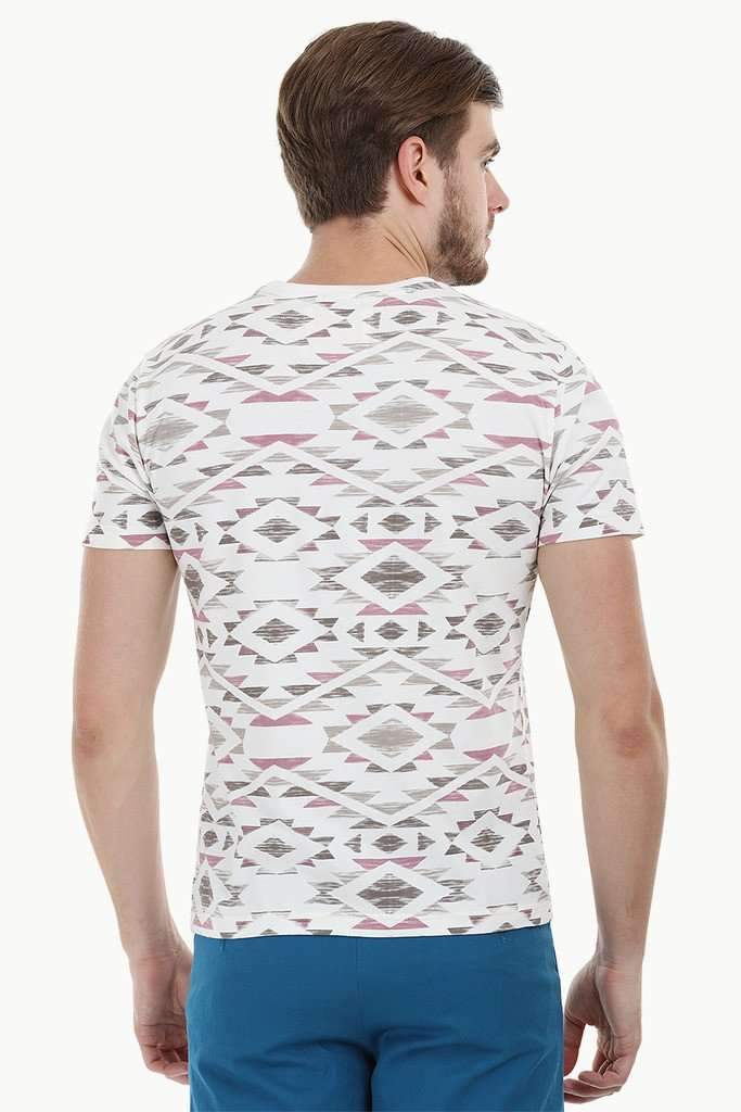 Aztec Print Round Neck T-Shirt