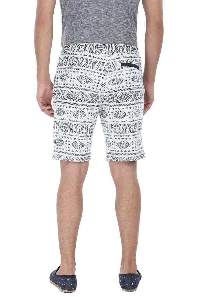 Aztec Printed Navy Cotton Shorts