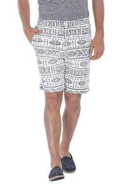 Aztec Printed Navy Cotton Shorts 