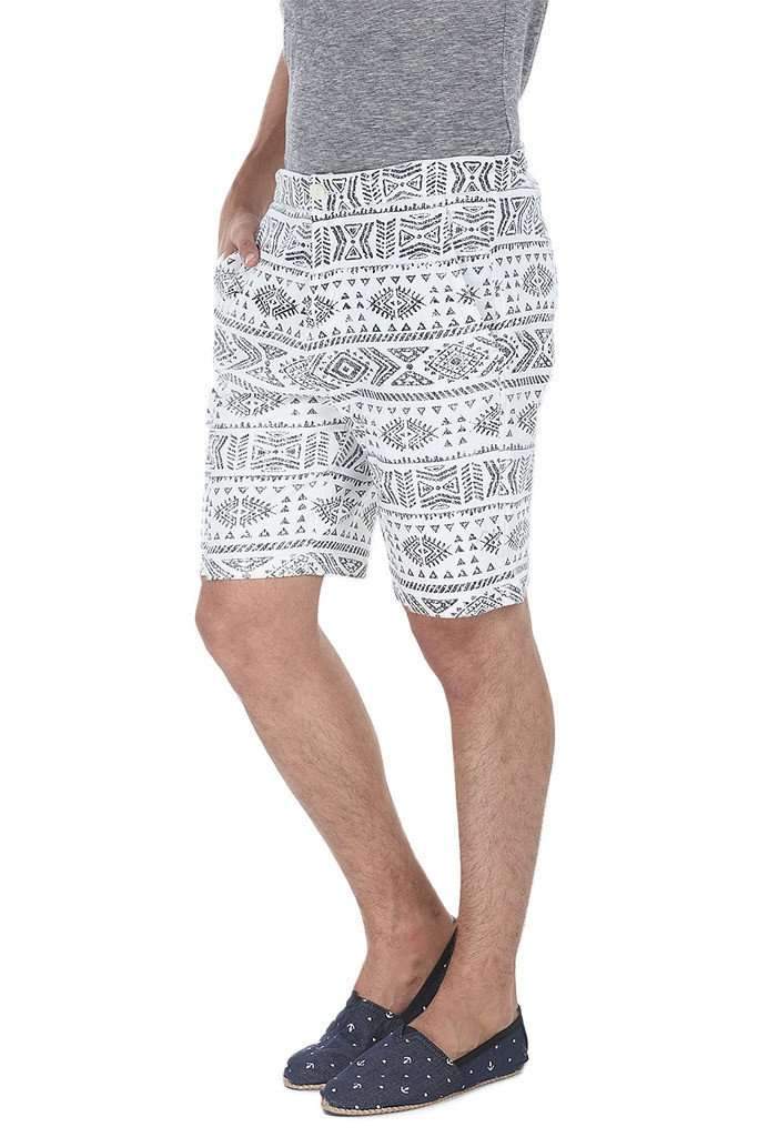 Aztec Printed Navy Cotton Shorts