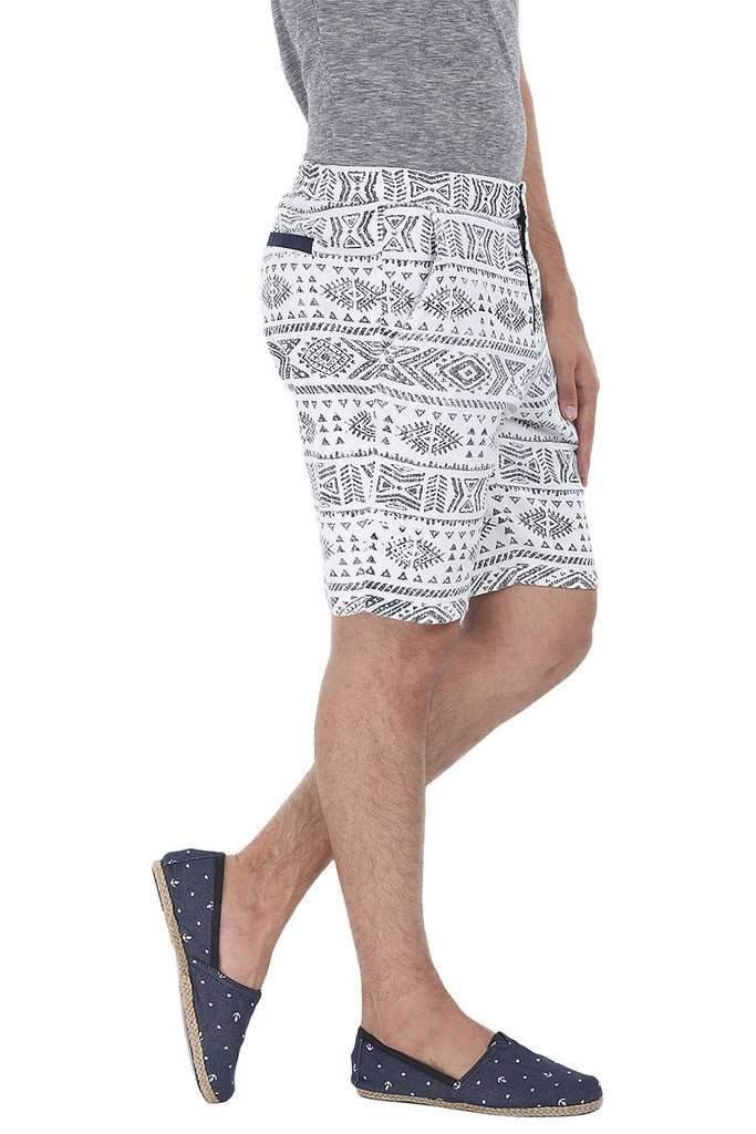 Aztec Printed Navy Cotton Shorts