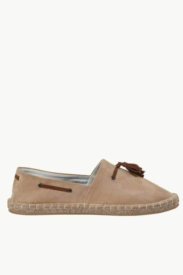 Beige Suede Tassel Espadrilles