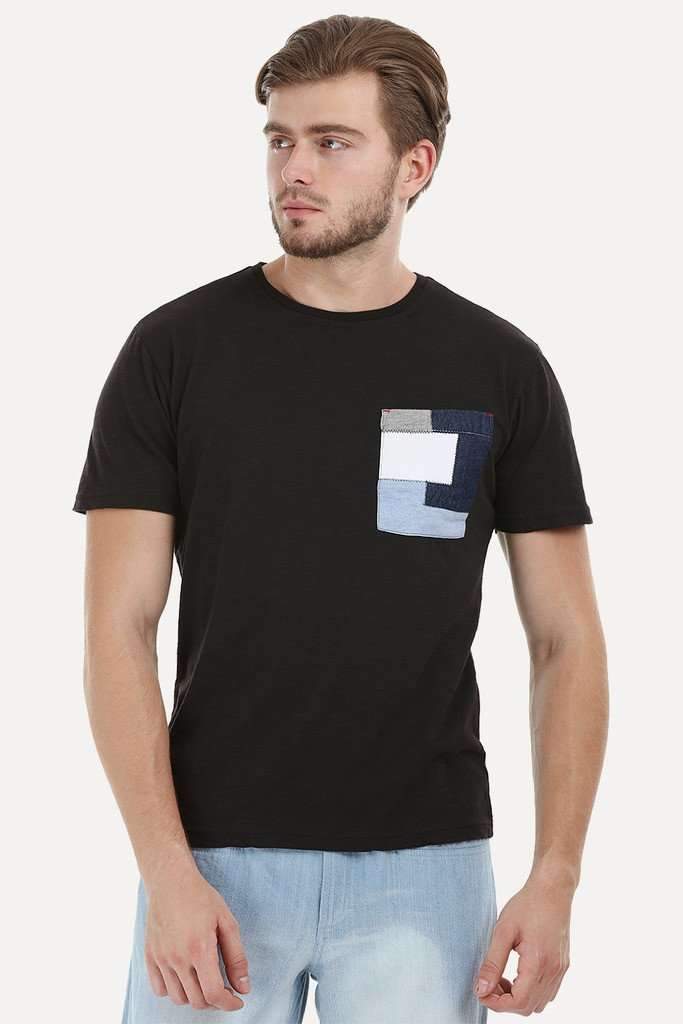 Black Contrast Pocket T-Shirt