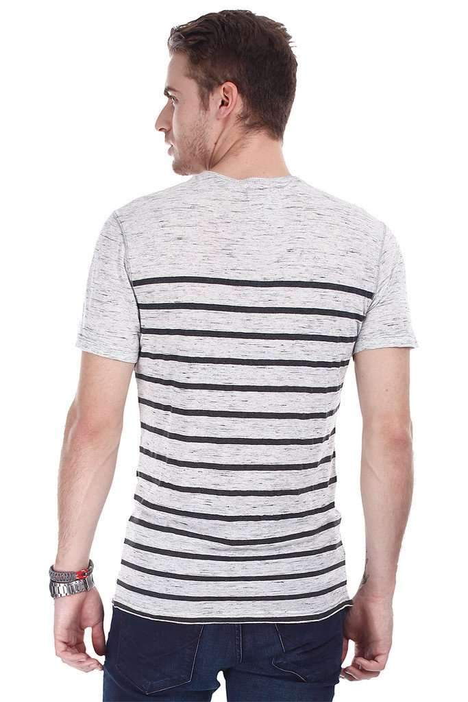 Black Grey V Neck Slub Tee