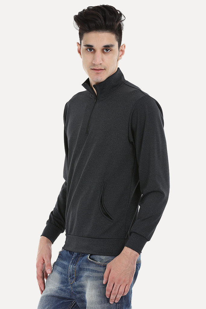 Black Heather Zipper Performance Wear Sweat