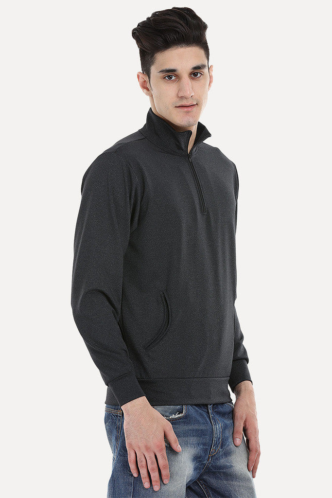 Black Heather Zipper Performance Wear Sweat