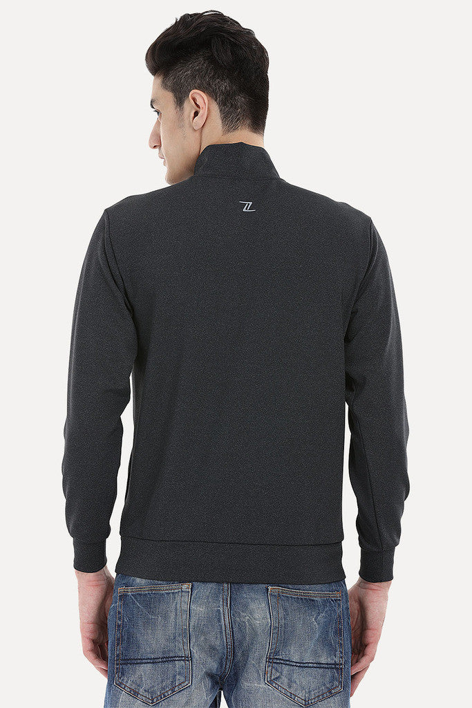 Black Heather Zipper Performance Wear Sweat