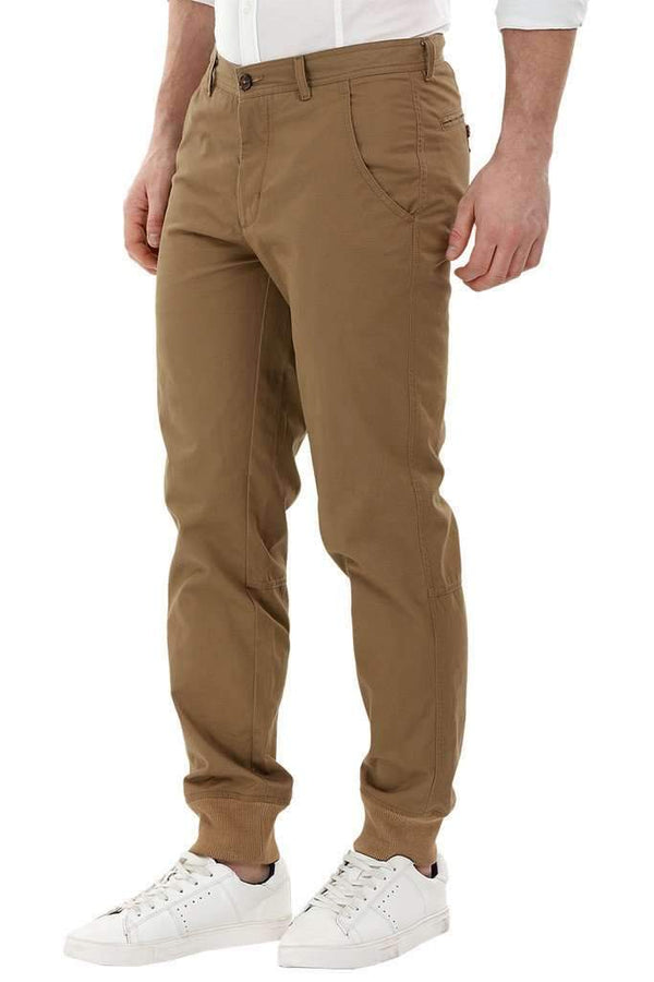 Brown Cuff Jogger Twill Pants