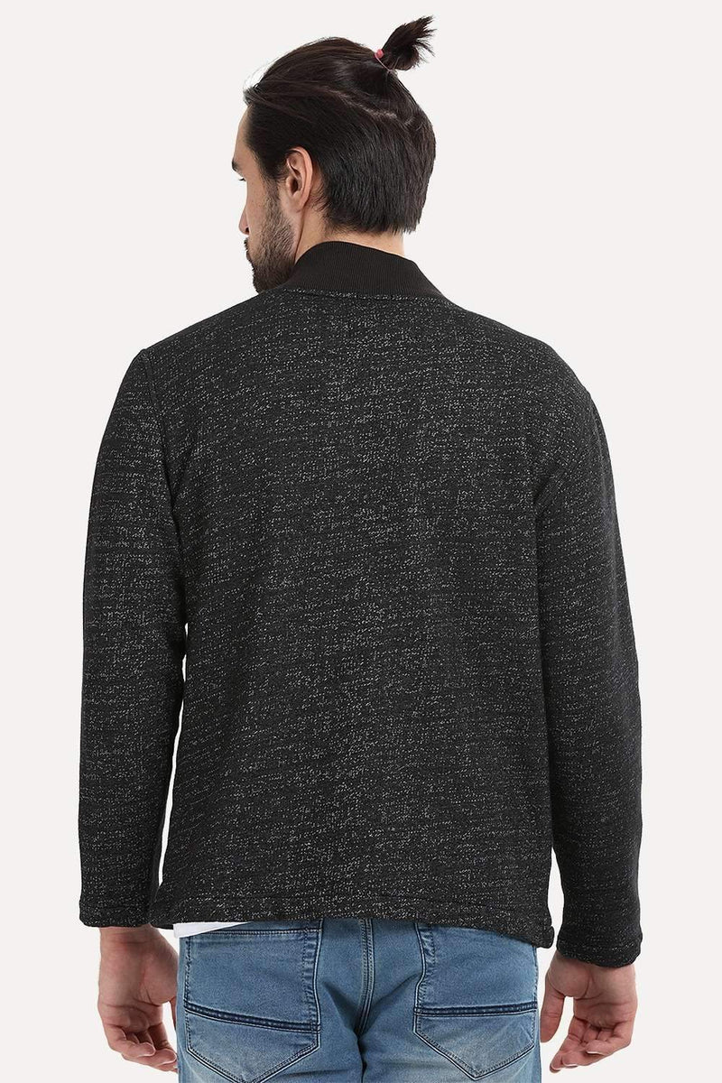 Buttoned Fleece Heather Black Jacket