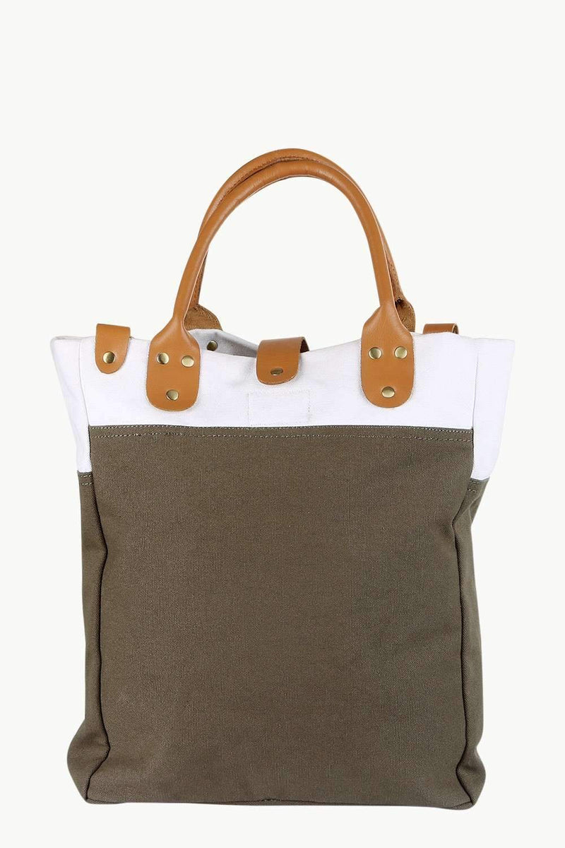 Canvas Brown Colorblock Tote Bag brinell