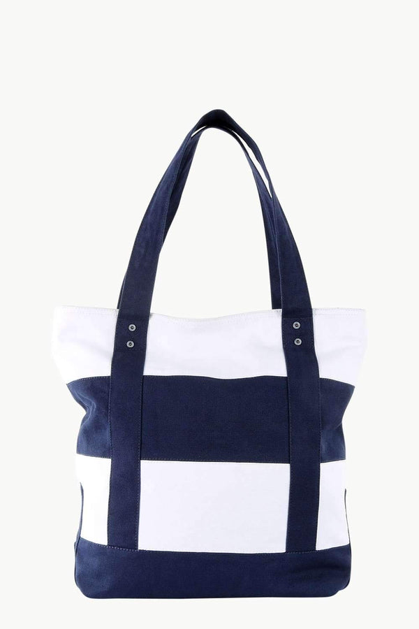 Canvas Colorblock Beach Tote Bag