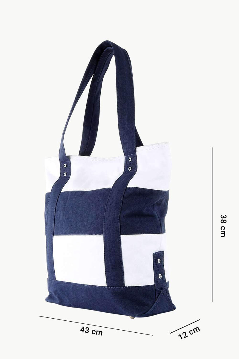 Canvas Colorblock Beach Tote Bag
