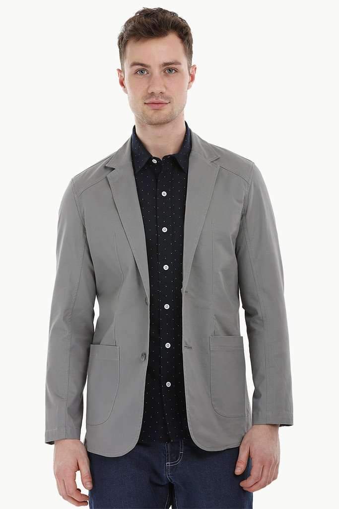 Casual Grey Notched Blazer