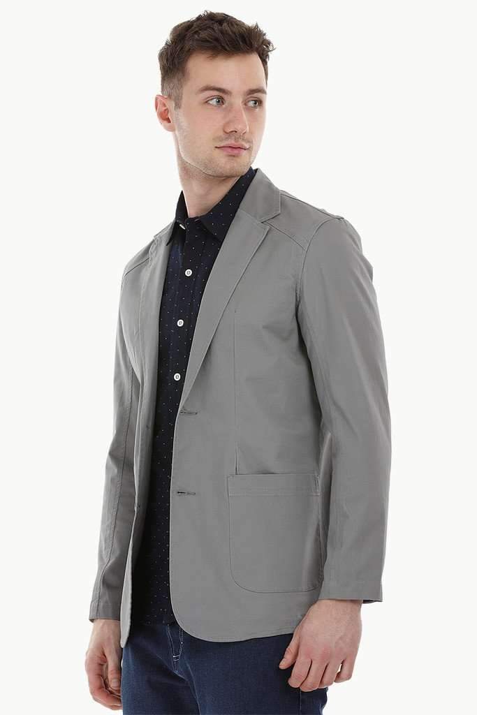 Casual Grey Notched Blazer