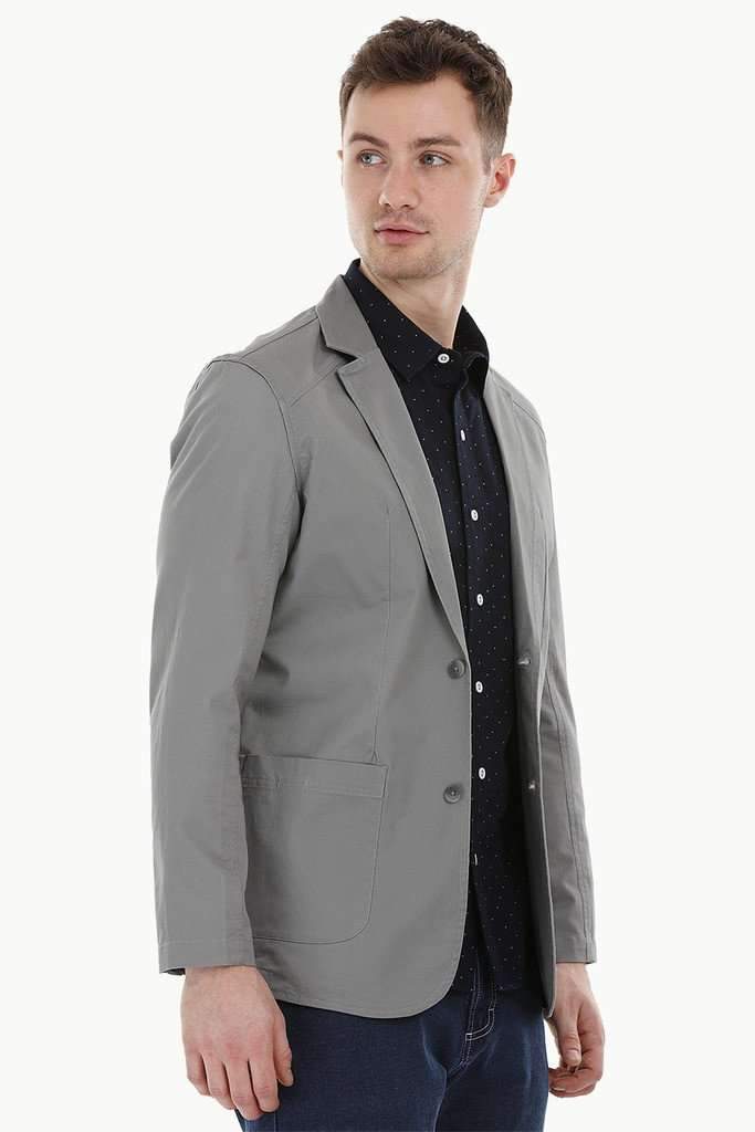 Casual Grey Notched Blazer