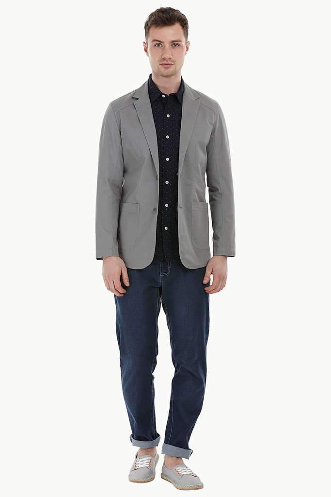 Casual Grey Notched Blazer