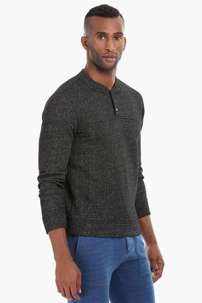 Casual Henley Knit Sweatshirt