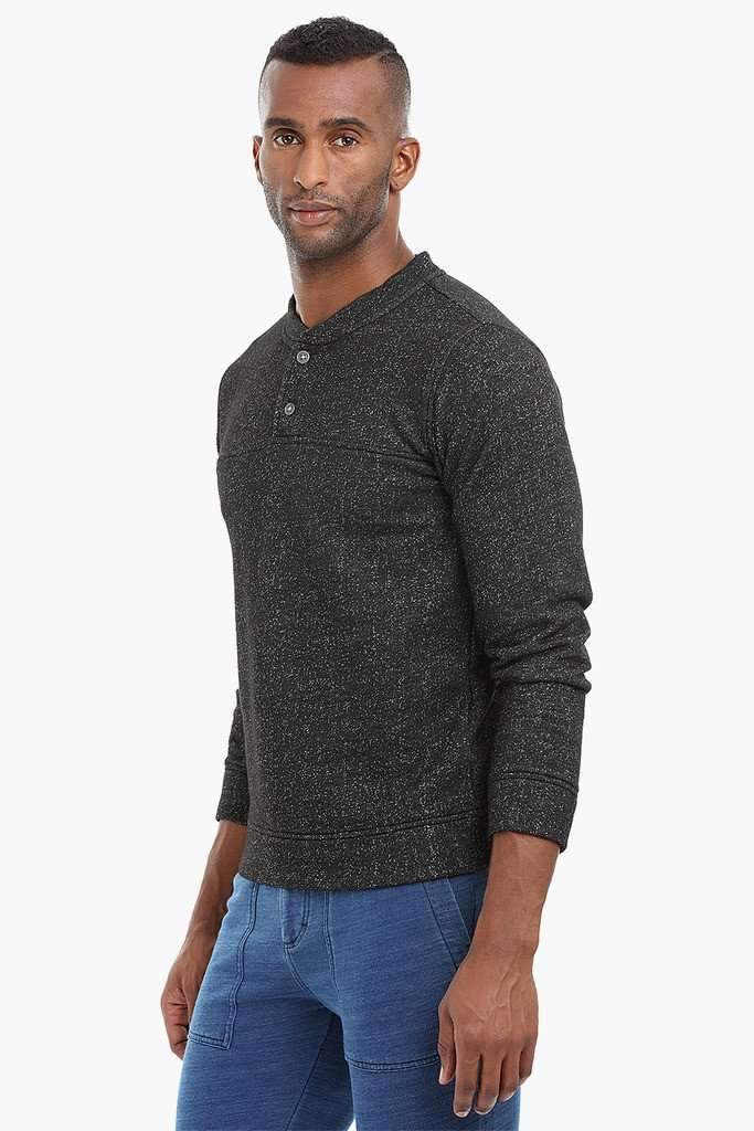 Casual Henley Knit Sweatshirt