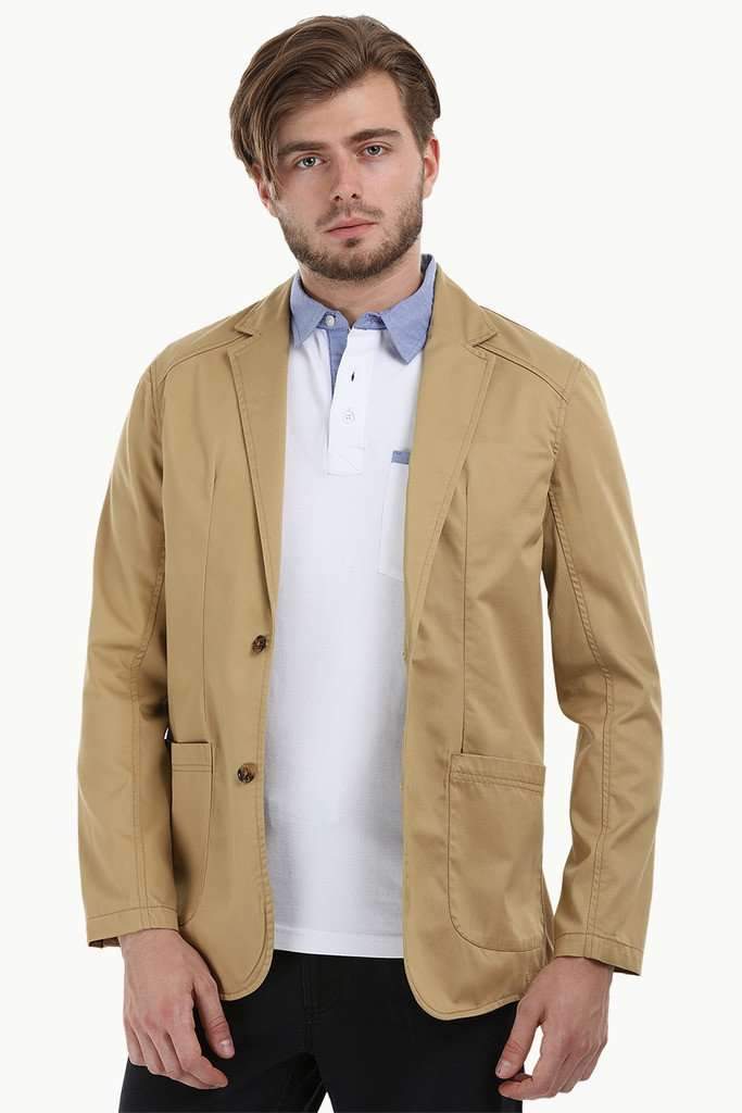 Casual Khaki Notched Blazer