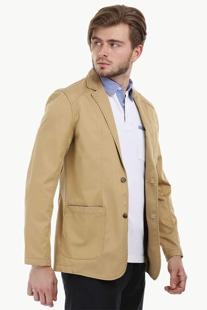 Casual Khaki Notched Blazer