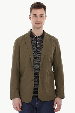 Casual Olive Notched Blazer
