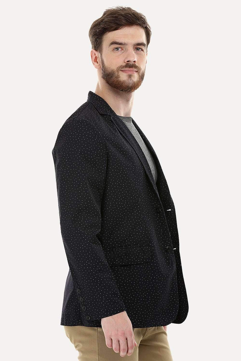 Casual Printed Black Blazer