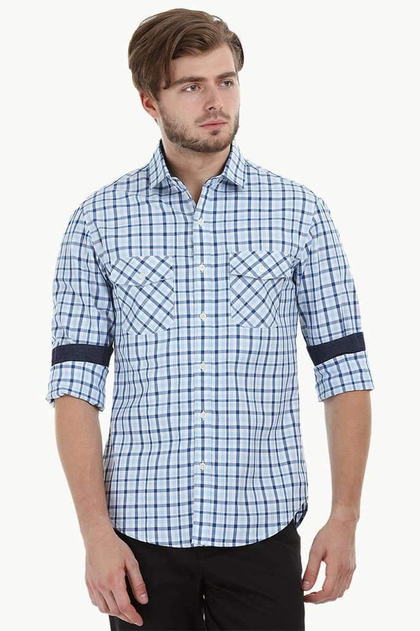 Casual Twin Pocket Check Shirt