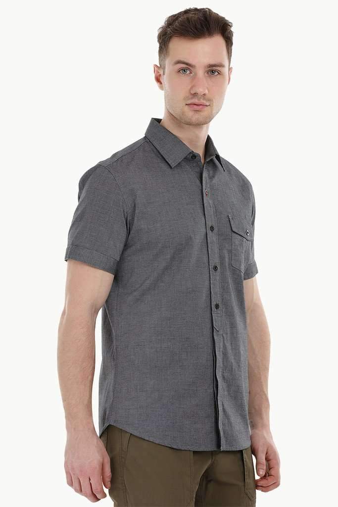Charcoal Shirt with Semi Concealed Placket