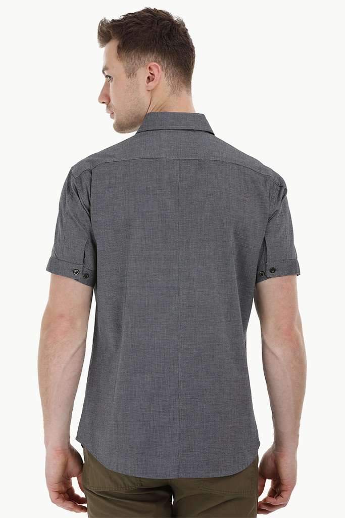 Charcoal Shirt with Semi Concealed Placket