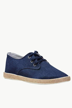 Lace Up Solid Denim Espadrilles