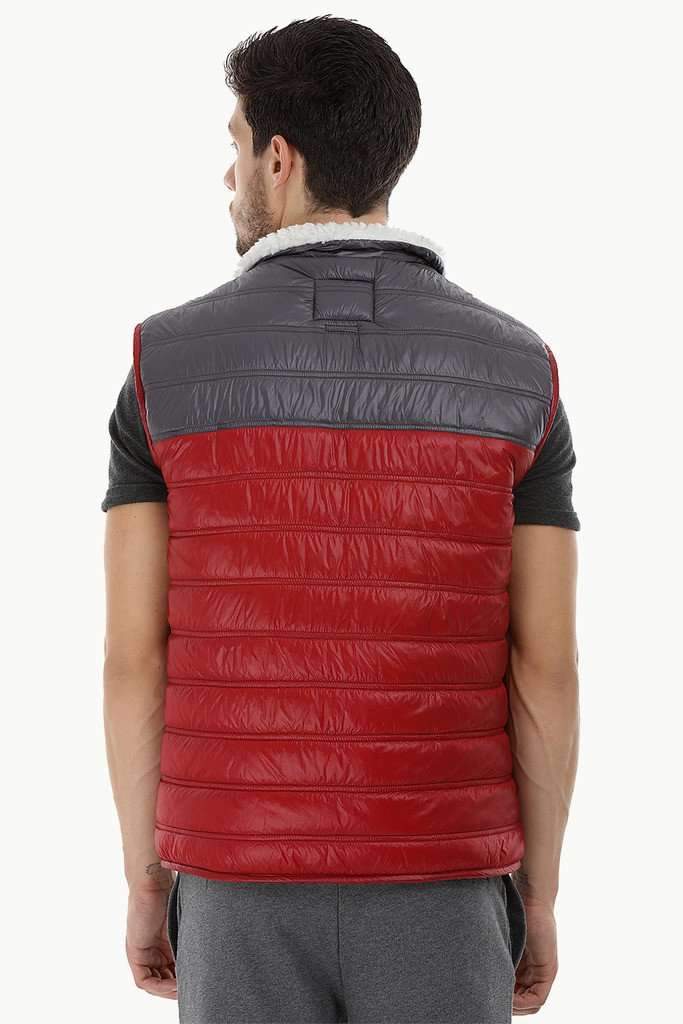 Color-Block Quilted Jacket with Sherpa Lining
