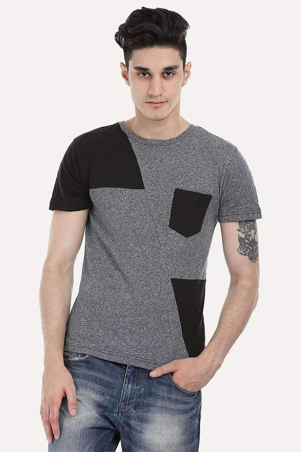 Color Patch Crew Neck Tee