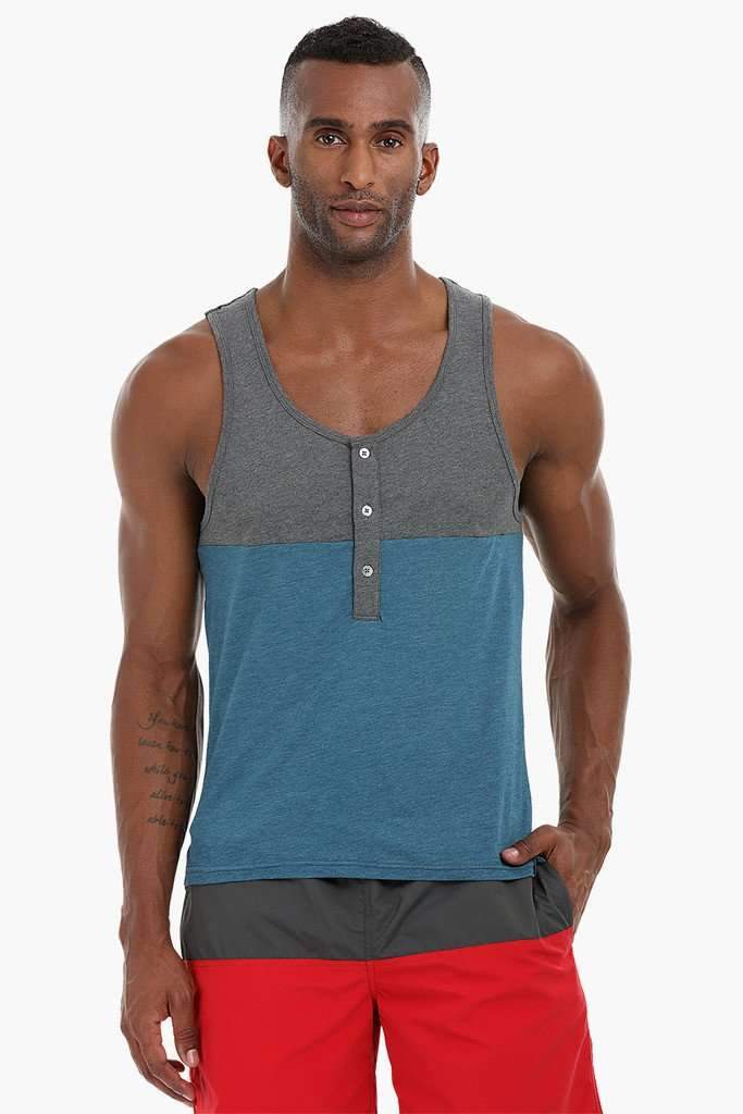 Colorblock Henley Cotton Tank