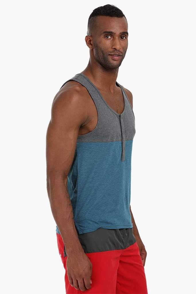 Colorblock Henley Cotton Tank