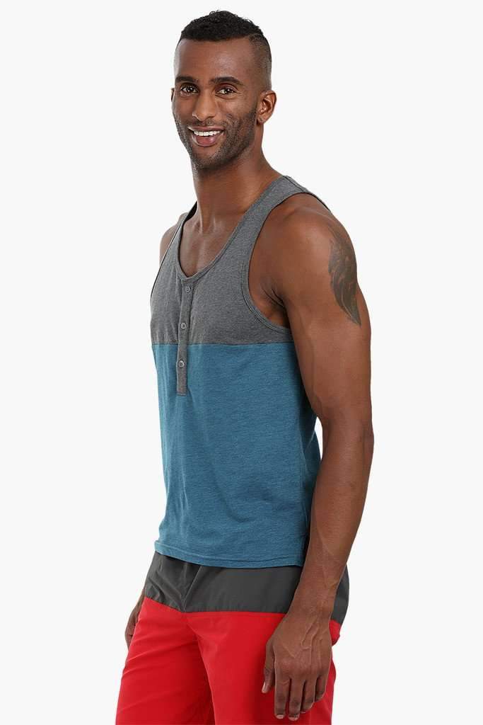 Colorblock Henley Cotton Tank