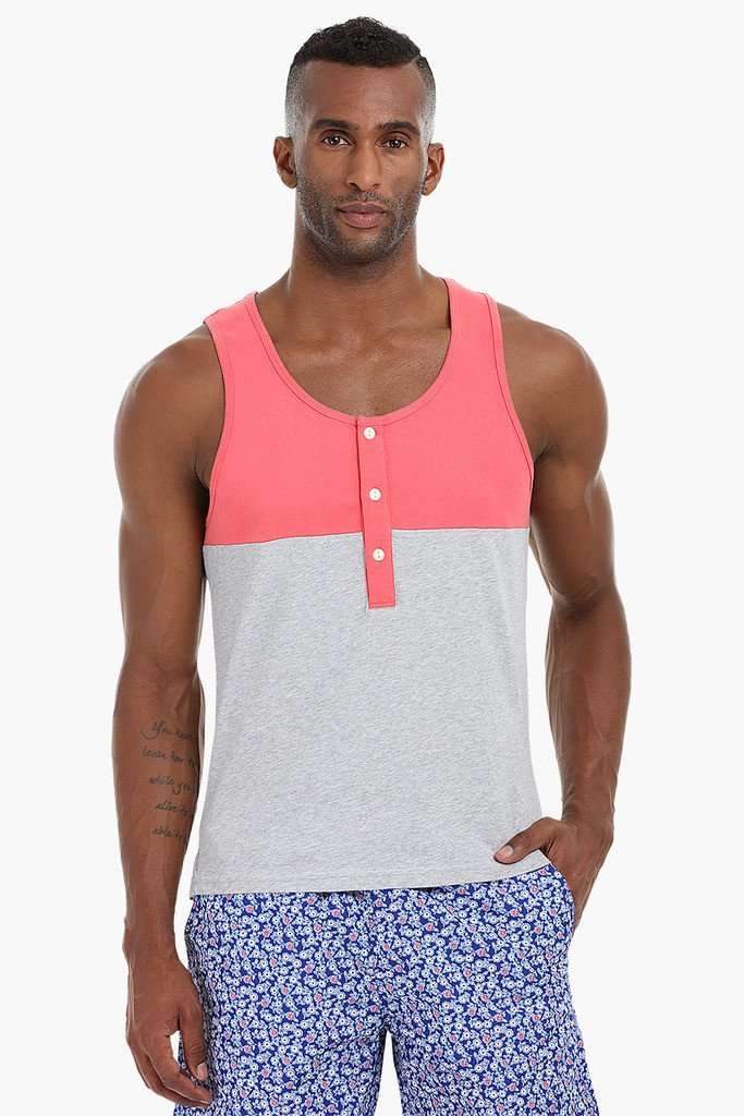 Colorblock Henley Cotton Tank