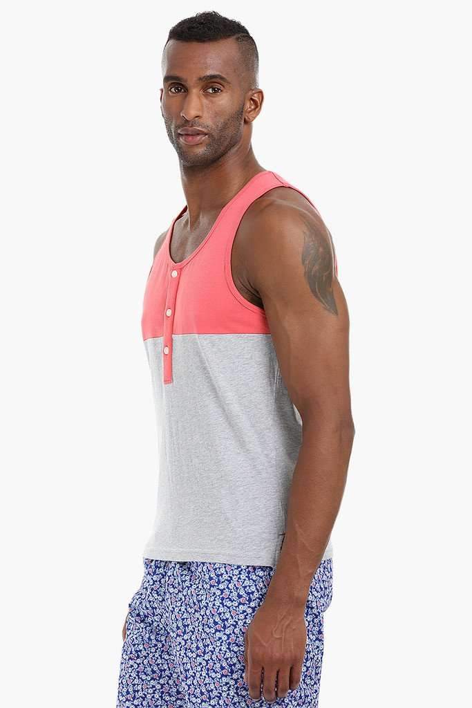 Colorblock Henley Cotton Tank