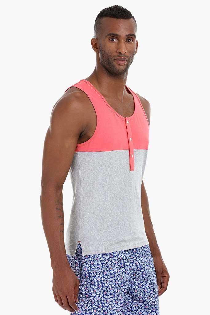 Colorblock Henley Cotton Tank