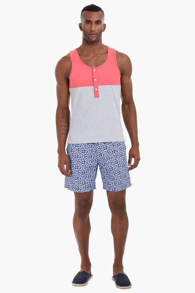 Colorblock Henley Cotton Tank