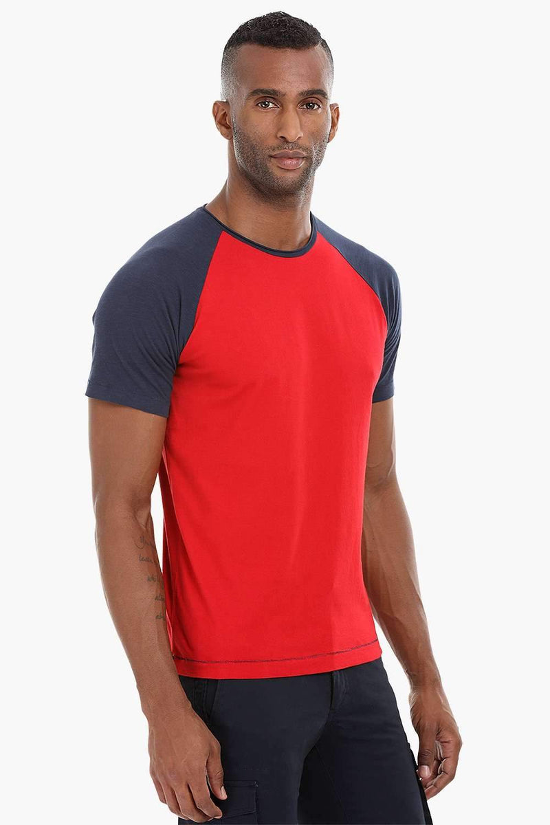 Colorblock Raglan Crew Cotton T-Shirt