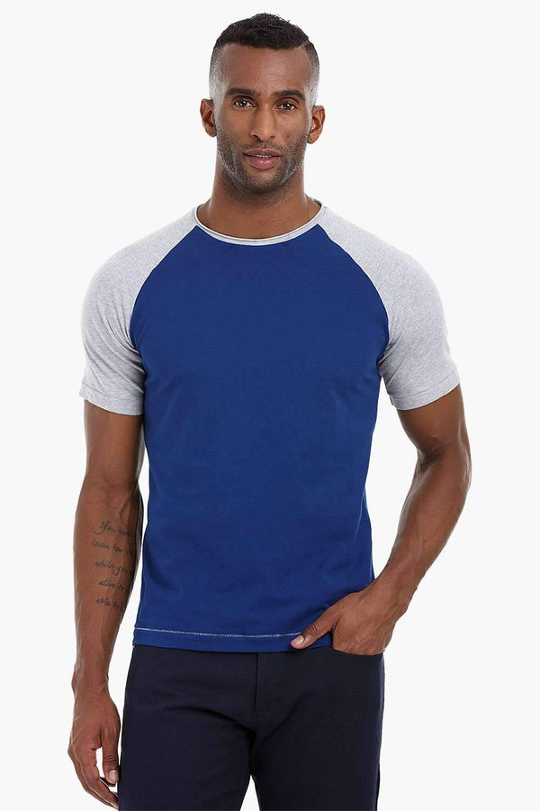 Colorblock Raglan Crew Cotton T-Shirt