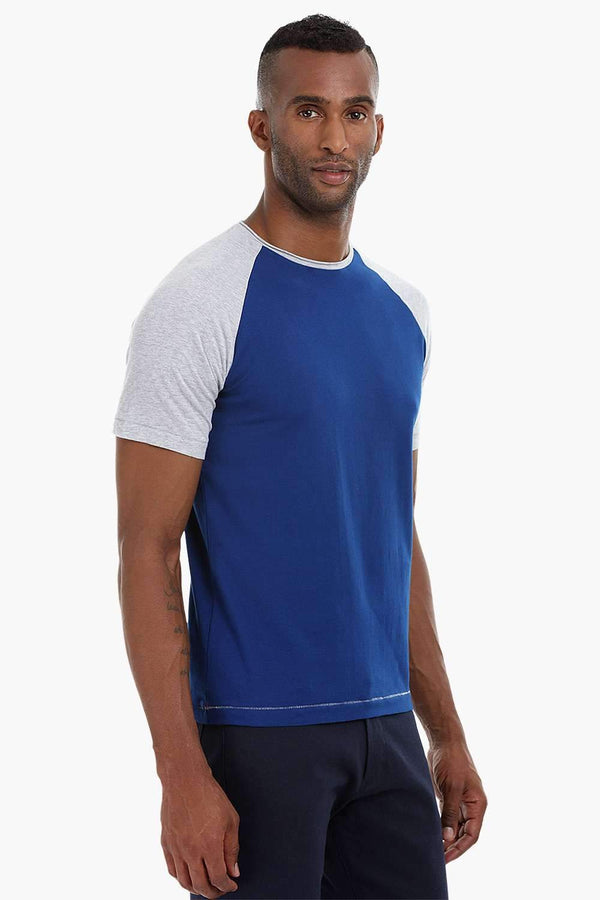 Colorblock Raglan Crew Cotton T-Shirt