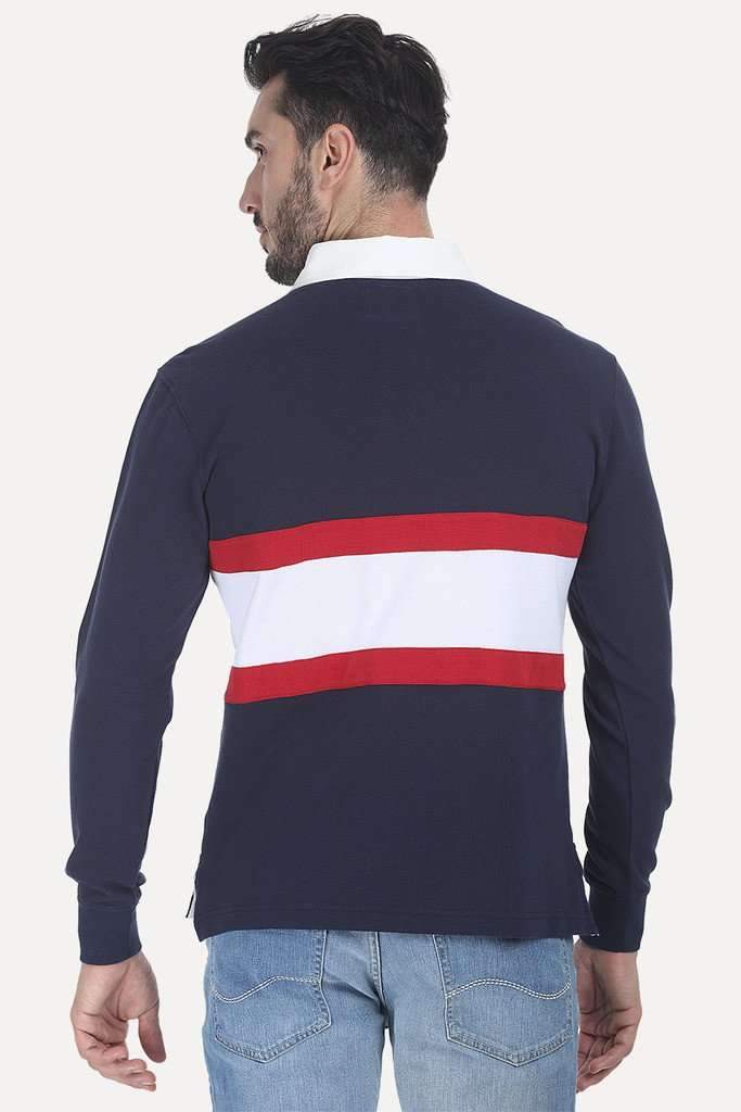 Contrast Color Block Cotton Pique Rugby