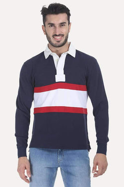 Contrast Color Block Cotton Pique Rugby