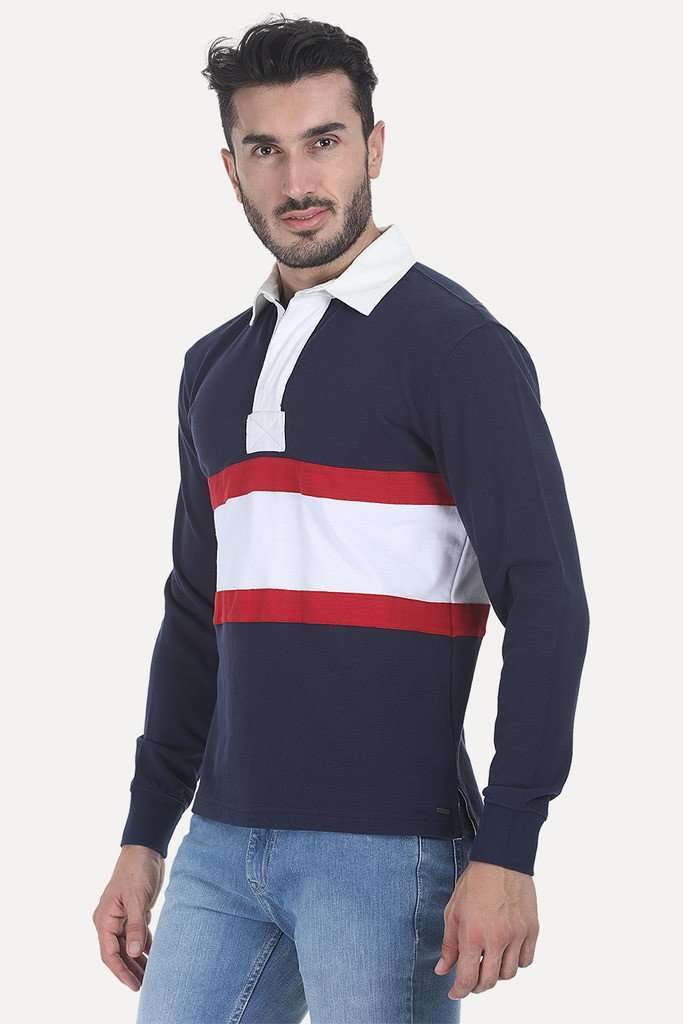 Contrast Color Block Cotton Pique Rugby