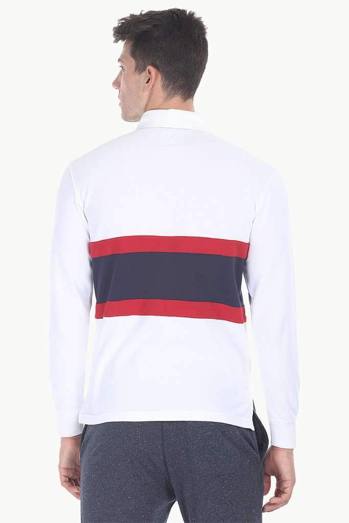 Contrast Color Block Cotton Pique Rugby