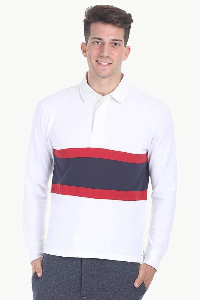 Contrast Color Block Cotton Pique Rugby